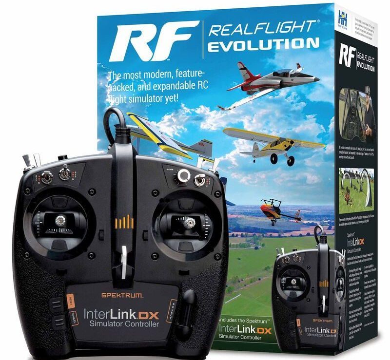 RealFlight Evolution RC simulator box with InterLink DX controller
